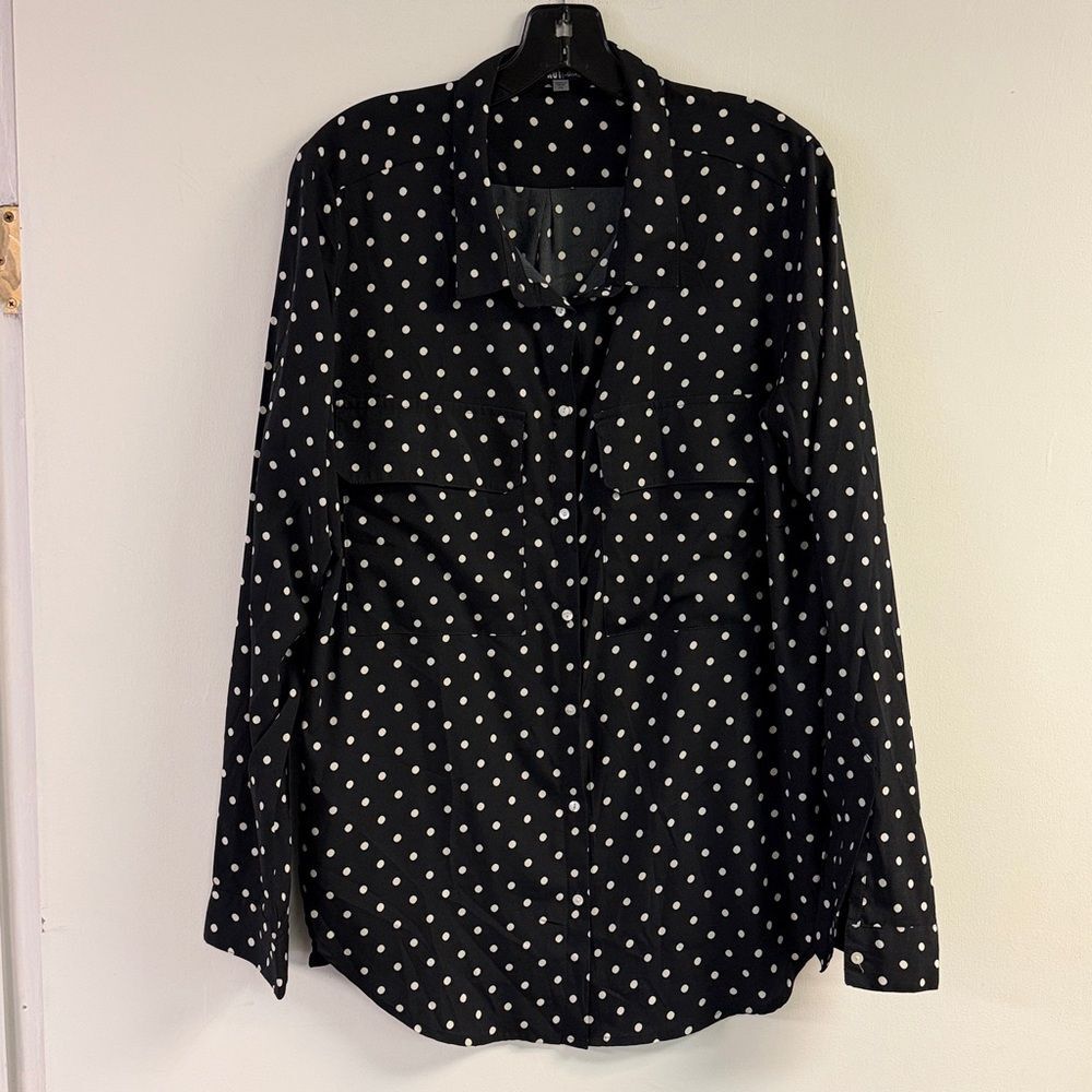 Kut from the Kloth Black & White Polka Dot Button Down Top Size XL